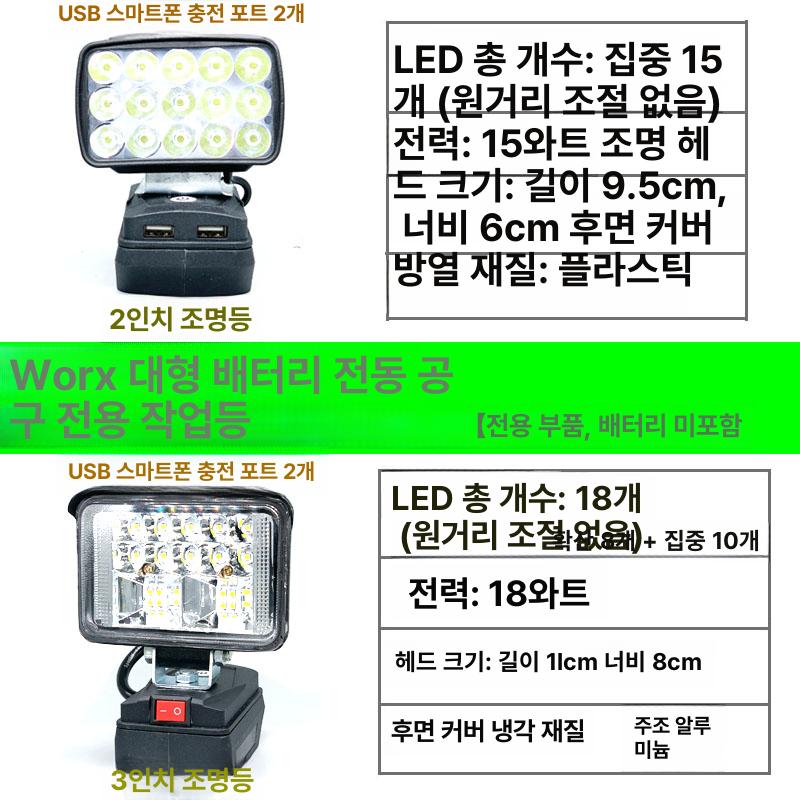 작업용 배터리 미포함 베어툴 타입 충전 작업등 충전식 5인치 작업등 - 상세 이미지 4