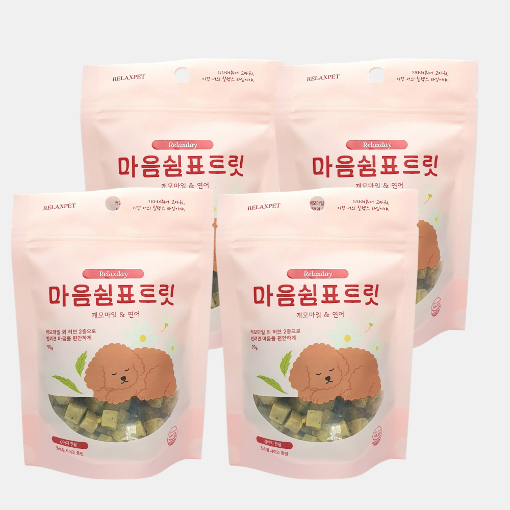 릴렉스펫 강아지 노즈워크 간식 훈련용 알러지 강아지 가수분해 간식 큐브 캐모마일/연어, 90g, 4개 - 상품 이미지