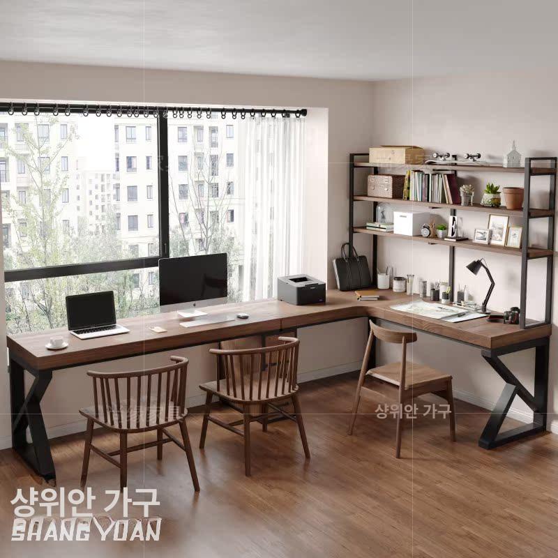 코너형 ㄱ자형 사무용 좌측 서재용 공간분리 모서리 L형 코너 책상 160 x 120cm+120 3단 선반 - 상세 이미지 3