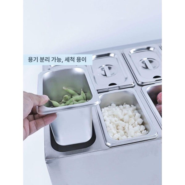 업소용 스테인리스 뷔페 반찬통 소분용기 카페 토핑통 6인분 1단 3칸 6인분 1단 3칸 - 상세 이미지 2