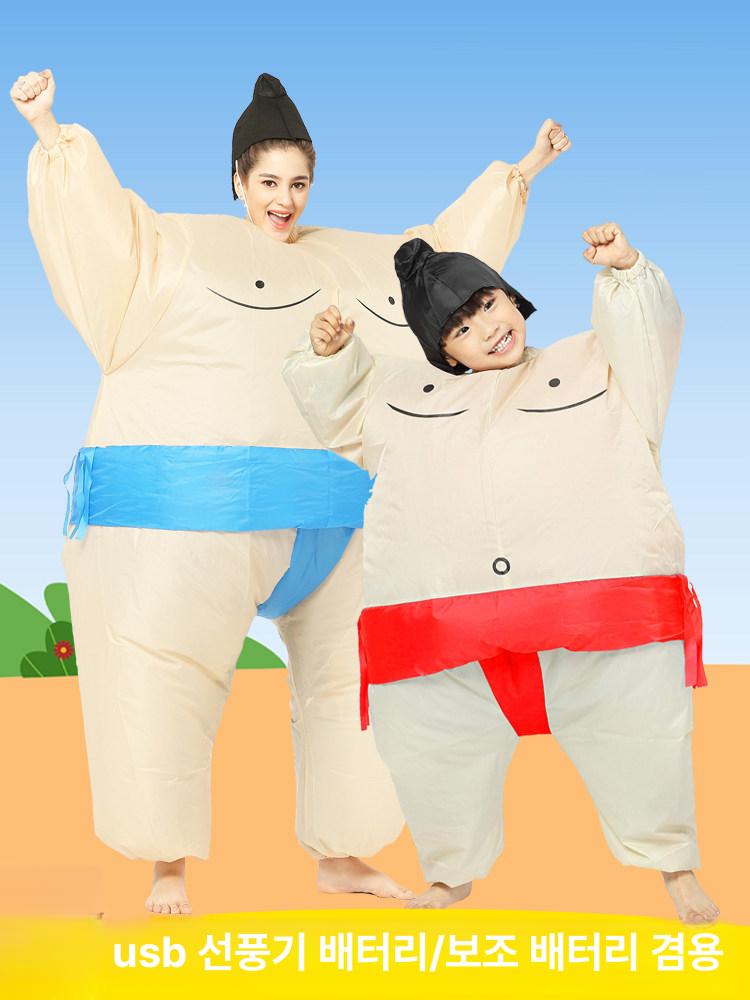 인형탈 풍선옷 스모 상어 촬영 할로윈 에어 소품 복장 성인용 블루 - 상세 이미지 2