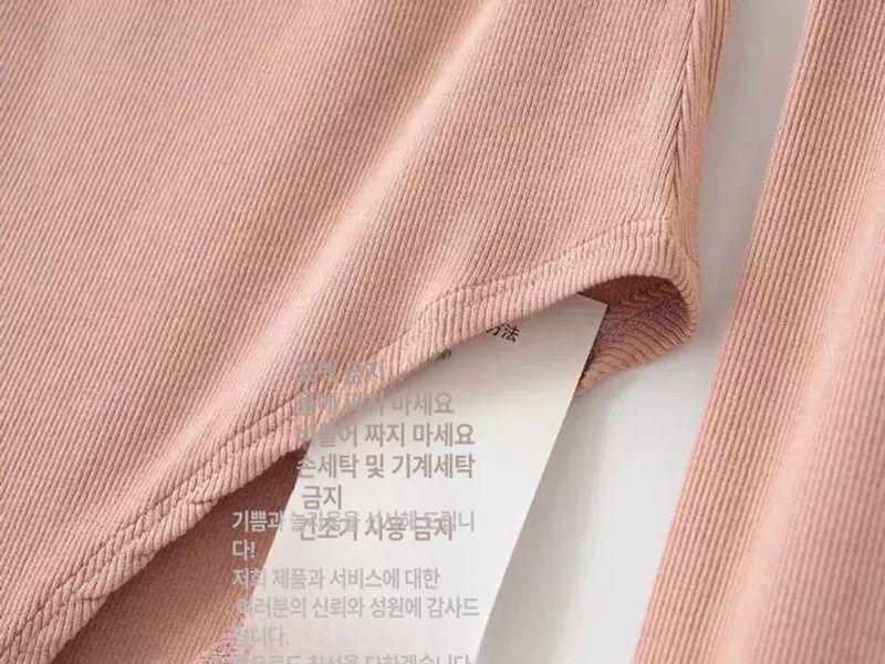 여자 바디프로필의상 오프숄더 골지 단추 핑크레드 S - 상세 이미지 4