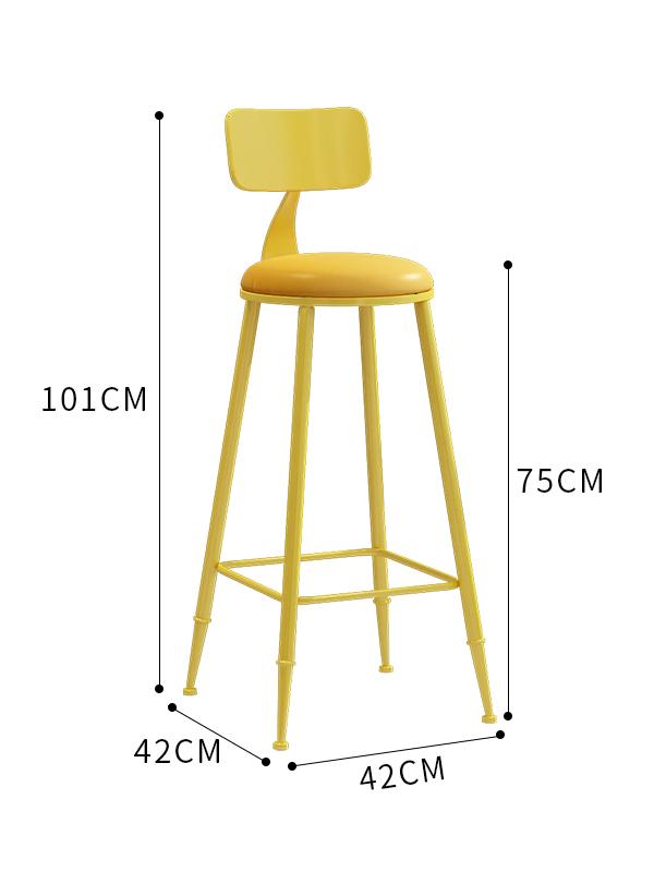 원목 바의자 간이 원형 스툴 높은 바체어 카운터 체어 65cm 옐로우 - 상세 이미지 5