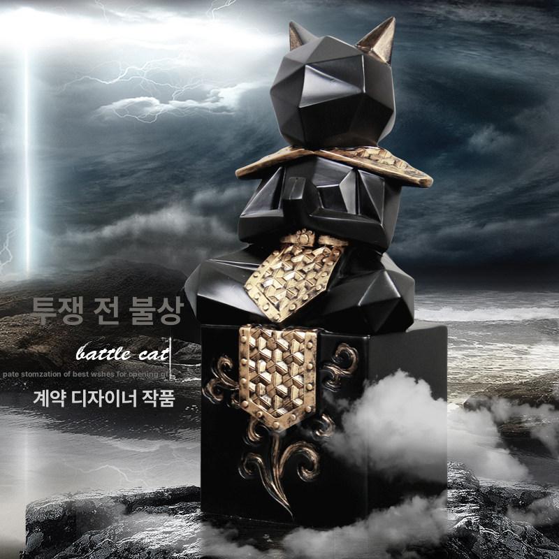 일본 고양이 장식품 소품 사무라이 조각상 모형 - 상세 이미지 3