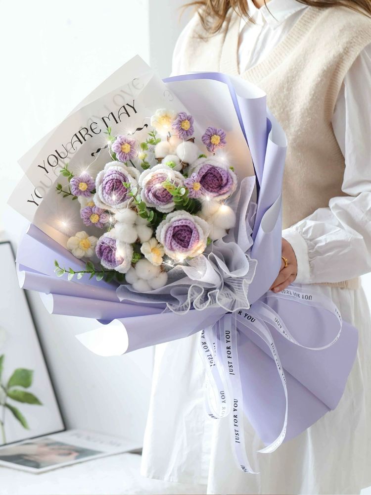 뜨개 꽃다발 완제품 튤립 부케 생일 선물 핸드메이드 - 상세 이미지 4