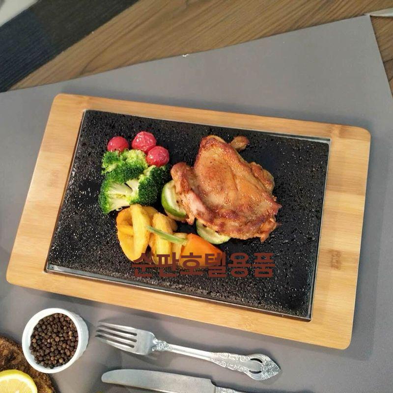 와규 1인용 불판 구이 석쇠 석판 바베큐 화산석 화로 30 20x3cm 미세 화산석 + 대나무 - 상세 이미지 5