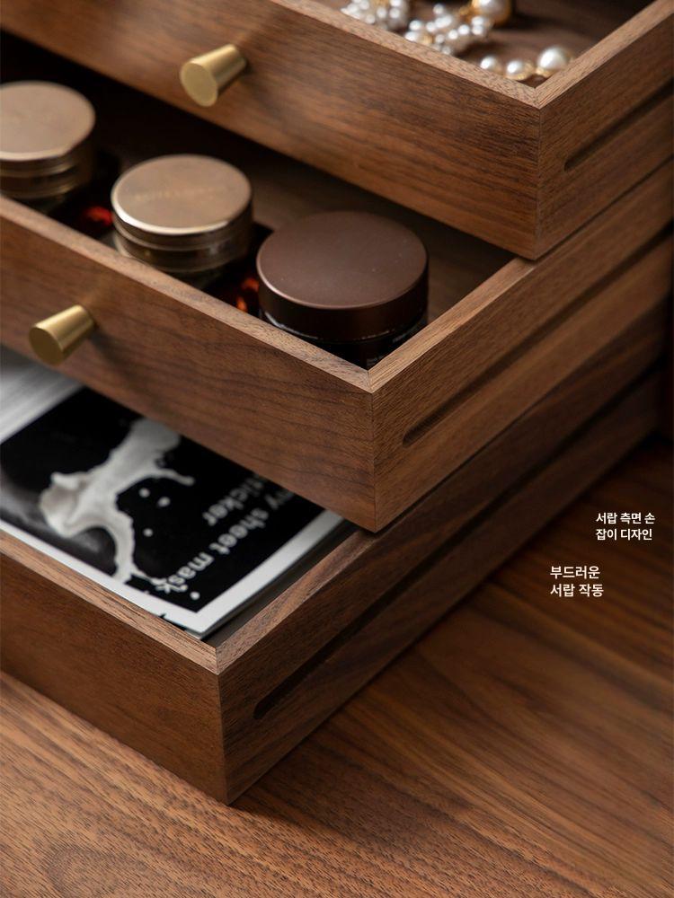 원목 미니 수납장 3단 보관함 카페 소품 서랍 정리함 3단 모델 - 상세 이미지 3