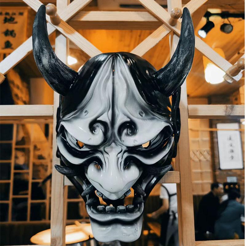 도깨비 탈 가면 공포 마스크 흰색 귀신 일본 야광 그린 - 상세 이미지 3
