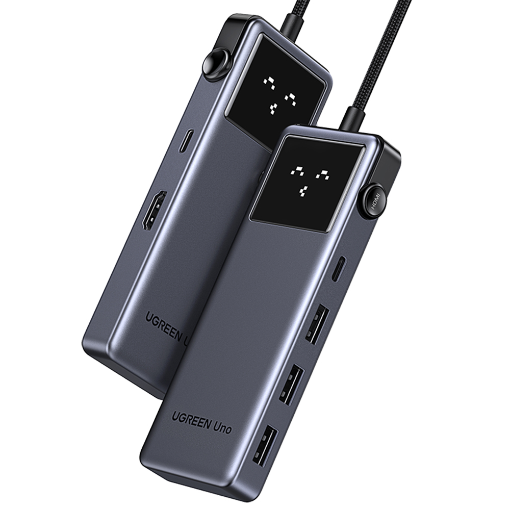 유그린 UNO 클릭 6in1 C타입 4K 60Hz HDMI PD 3A 1C USB 멀티허브 독 미러링 On Off 기능 CM889-75177 - 상품 이미지