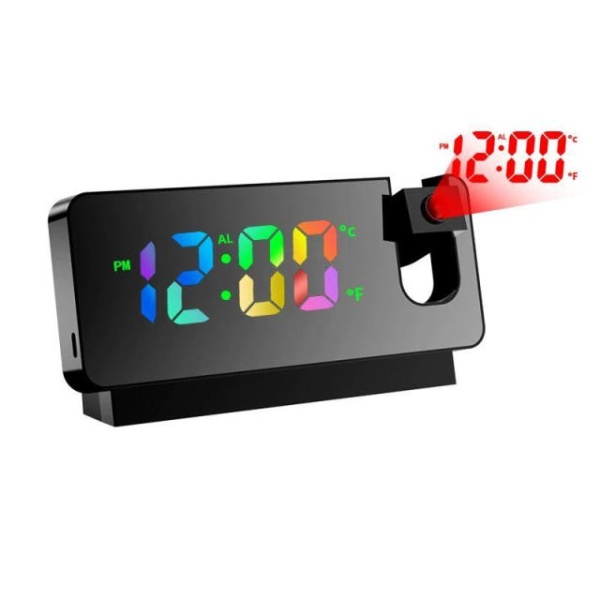 최신 스마트 디지털 LCD 디스플레이 알람시계 침실 머리맡 컬러 스크린 블랙 USB 플러그 포함 블랙 화이트 라이트 - 상세 이미지 5