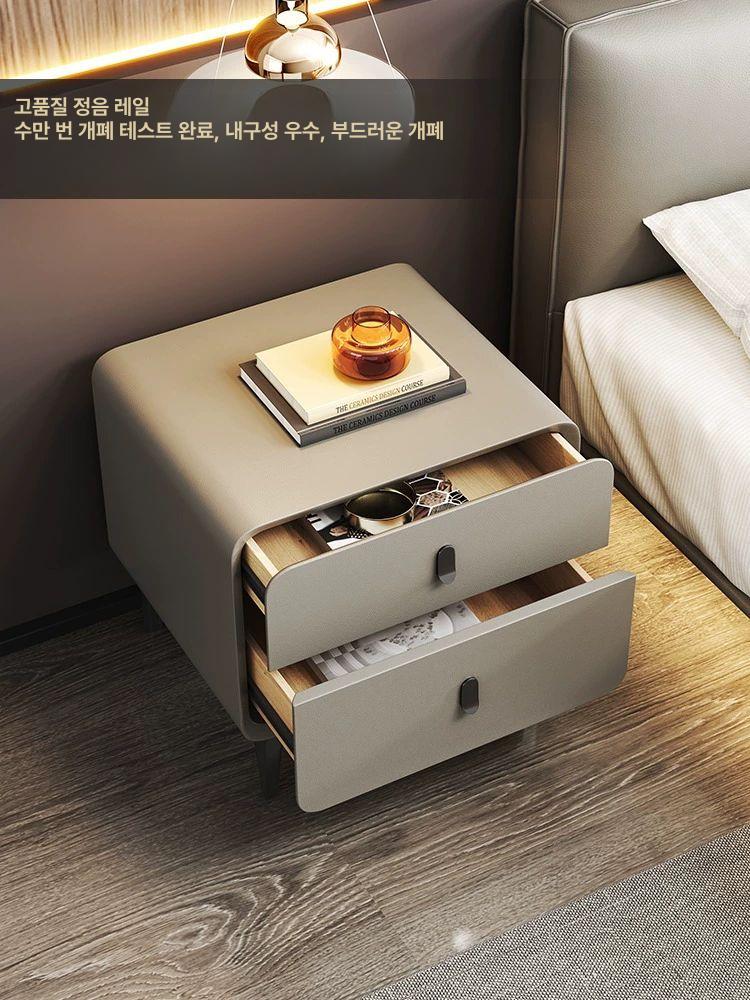 침대 옆 협탁 디자인 미니 수납 서랍 프레임 원목 모던 베이지화이트 사쿠라 완제품 조립 완료 40x40x48cm - 상세 이미지 3
