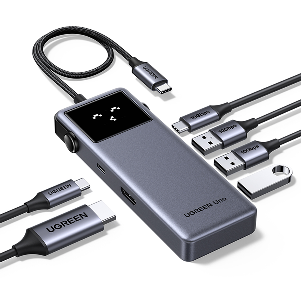 유그린 UNO 클릭 6in1 C타입 4K 60Hz HDMI PD 3A 1C USB 멀티허브 독 미러링 On Off 기능 CM889-75177 - 상세 이미지 5