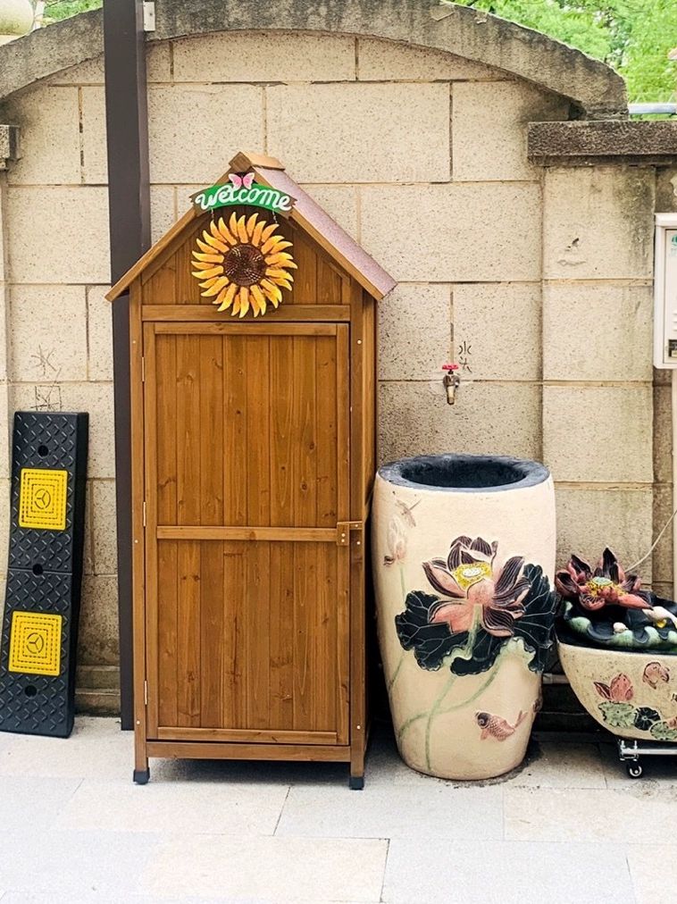 조립식 창고 옥상 수납함 짐보관함 미니창고 야외 텃밭 스타일 A 라이트그린 전체 선반 1개 - 상세 이미지 3