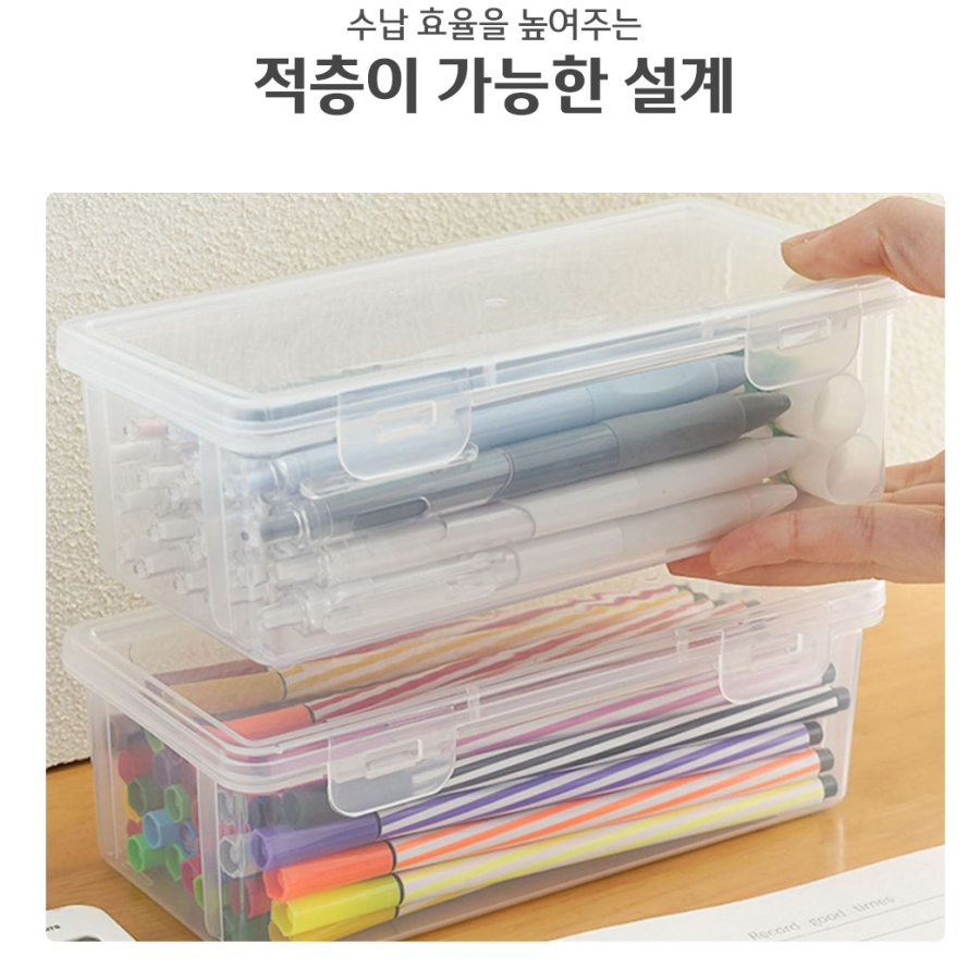 대용량 투명 중학생 사각 필통 케이스 파우치 고등학생 대학생 수험생 고시생 - 상세 이미지 3