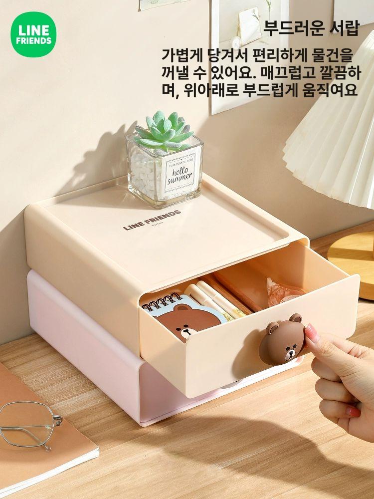 책상 서랍장 데스크 정리함 탁상용 약서랍 수납함 티백 2개 세트 브라운 + SALY - 상세 이미지 3