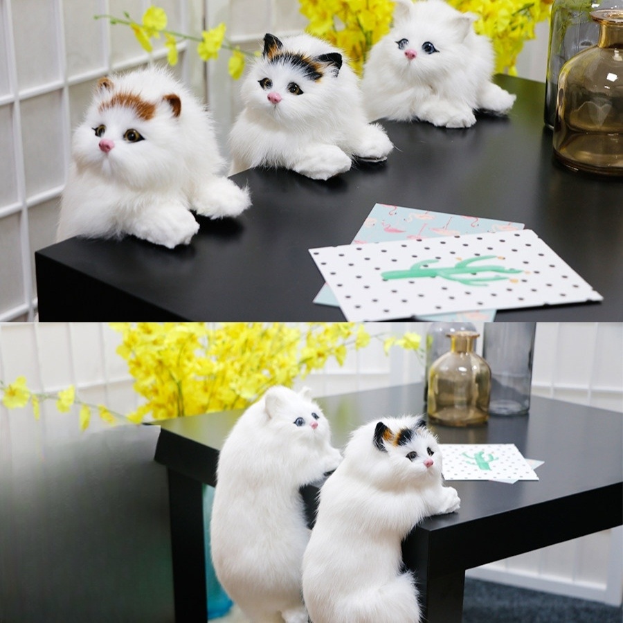 진짜같은고양이인형 리얼 테이블 장식 인테리어 소품 생동감있는 봉제 노란 이마 고양이(왼쪽) - 상세 이미지 4