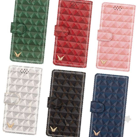 휴대폰 보호 액세서리 다이아몬드 패턴 엠보싱 마그네틱 플립 북타입 카드슬롯