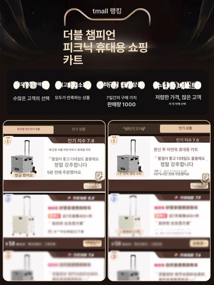 접이식 쇼핑 카트 장바구니 계단 핸드 캐리어 폴딩박스 구루마 - 상세 이미지 5
