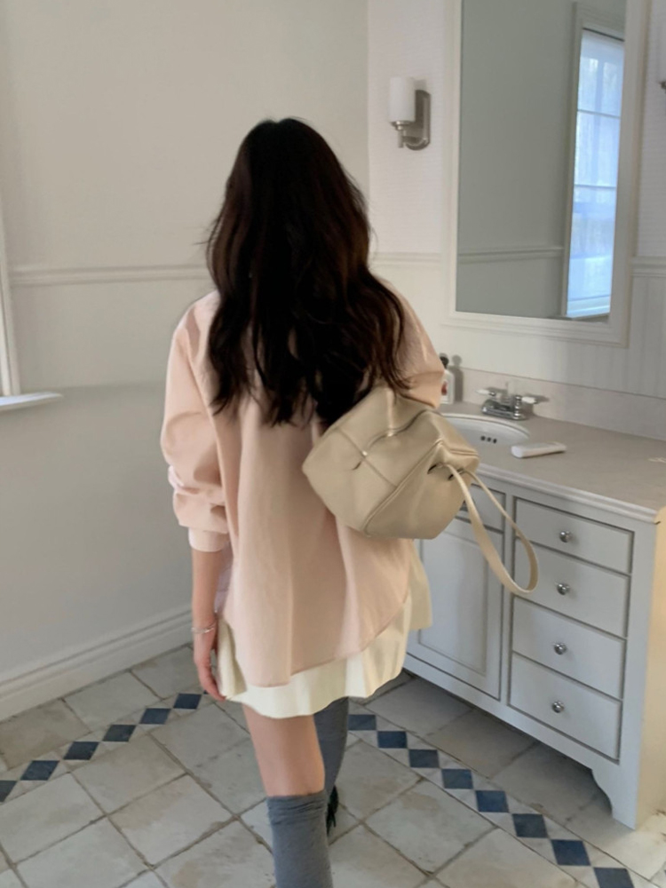 바스락 워싱 코튼 카라 레이어드 루즈핏 포켓 여성 셔츠 봄 코튼셔츠 여자남방 핑크 - 상세 이미지 4