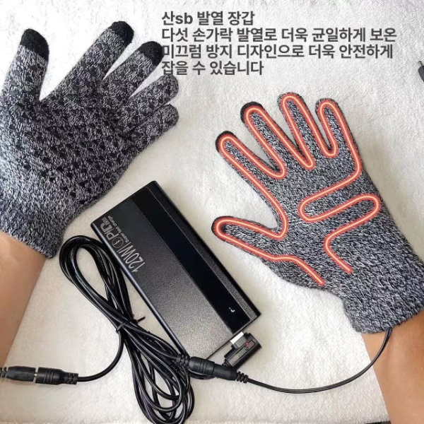 프리미엄 충전식 오토바이 발열 러닝장갑 블랙 손등 손가락 3단 온도 조절 케이블 그레이 손등 발열+일정 온도 케이블 - 상세 이미지 2
