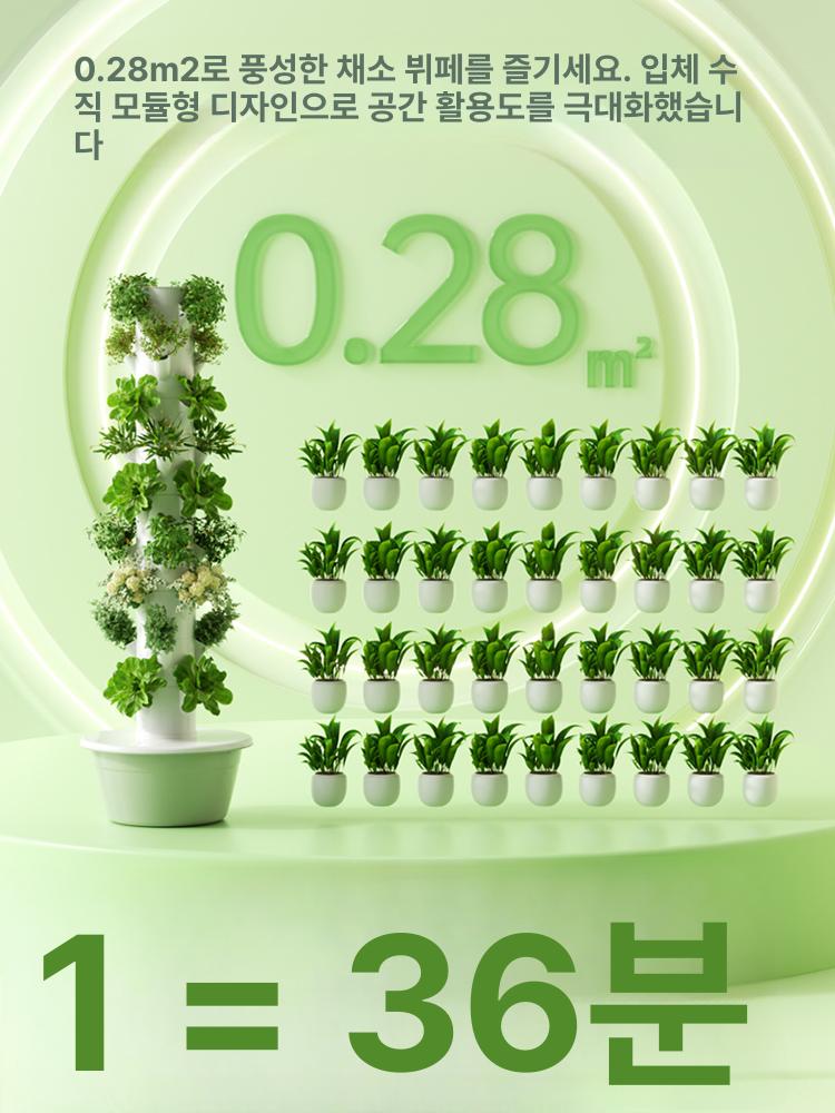 수직농장 타워 수경재배기 베란다 상추 채소 홈가드닝 식물 무토양 원예용 스마트팜 - 상세 이미지 3