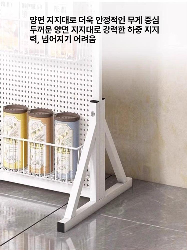 파티션 거치대 사무실 칸막이 다용도 전시 가벽 공간분리 화이트 100 60cm 후크10개및회전바퀴포함 - 상세 이미지 4