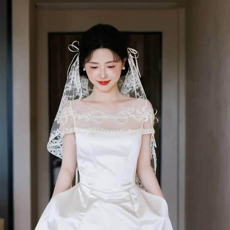 리본 레이스 웨딩베일 드레스 악세사리 브샤 셀프 촬영 - 상세 이미지 2