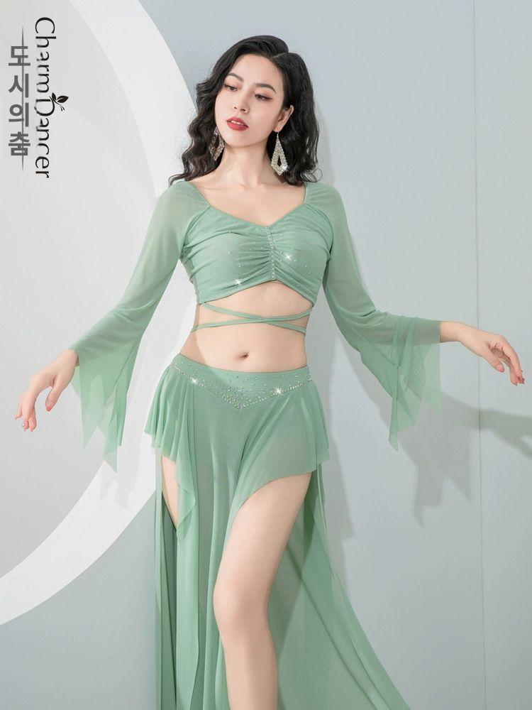 밸리 댄스 의상 긴팔 연습 클래스 의류 요정 단체복 벨리복 연습복 밸리댄스복 댄스의상 힙 - 상세 이미지 2