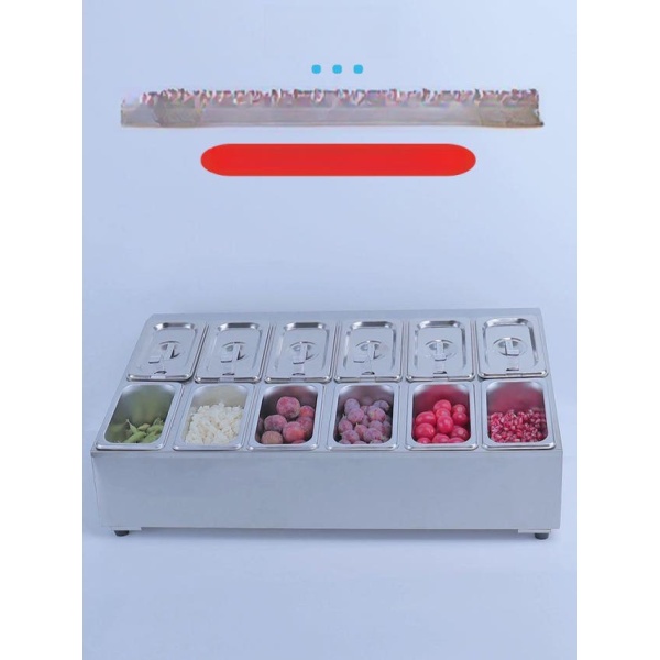 업소용 스테인리스 뷔페 반찬통 소분용기 카페 토핑통 6인분 1단 3칸 6인분 1단 3칸 - 상품 이미지