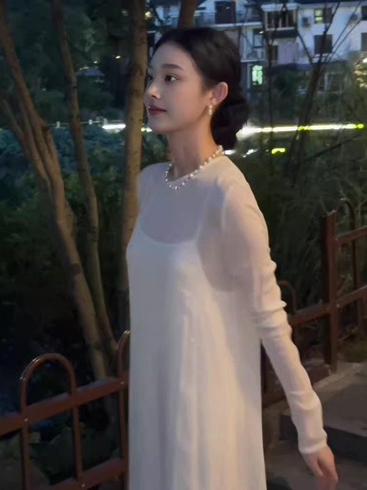 오간자원피스 돌잔치원피스 실크 레이어드 롱시스루 고급 - 상세 이미지 3