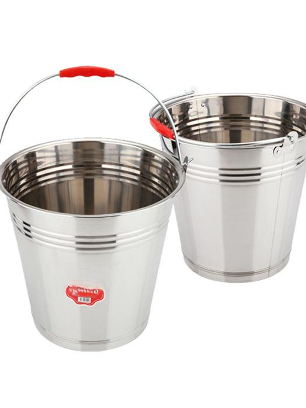 스텐 원형통 버킷 대용 짬통 식당용 통 바케스 무뚜껑 초두꺼움 22cm 5L 스푼 없음 - 상품 이미지
