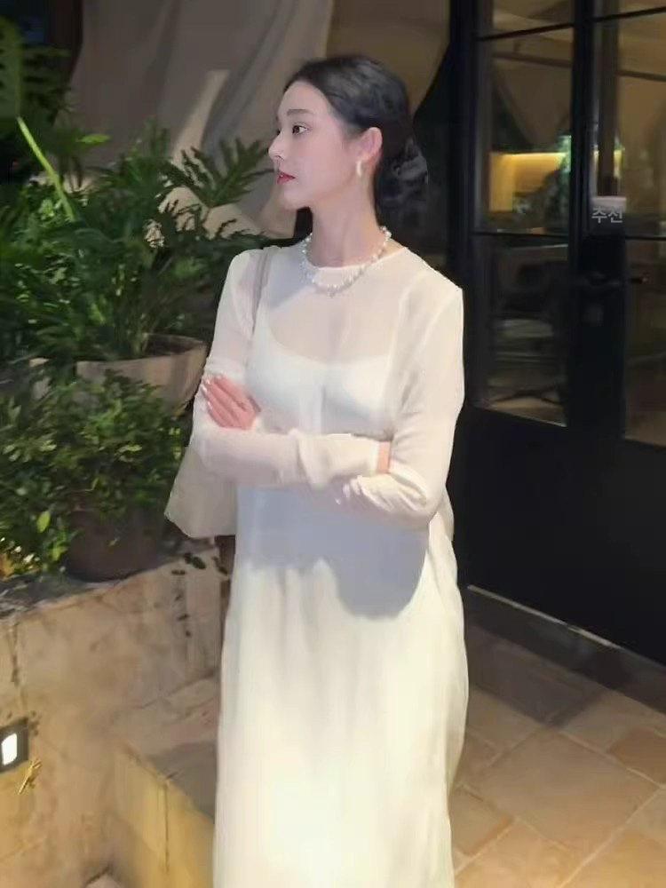 오간자원피스 돌잔치원피스 실크 레이어드 롱시스루 고급 - 상품 이미지