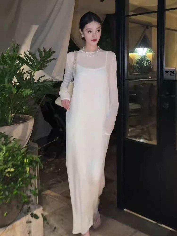 오간자원피스 돌잔치원피스 실크 레이어드 롱시스루 고급 - 상세 이미지 5