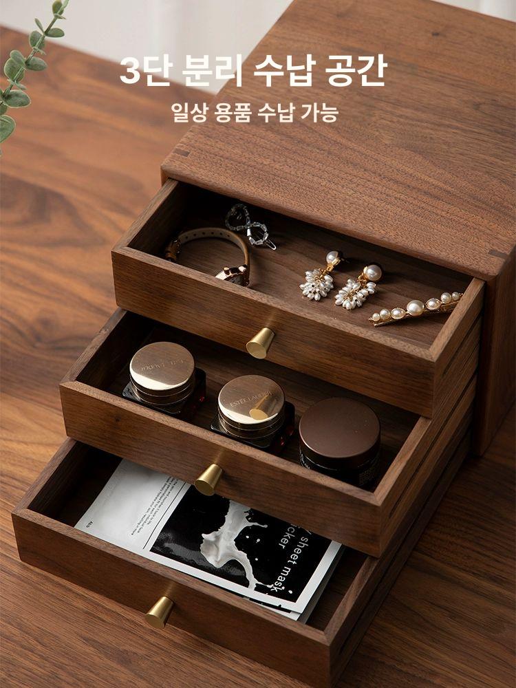 원목 미니 수납장 3단 보관함 카페 소품 서랍 정리함 3단 모델 - 상세 이미지 2