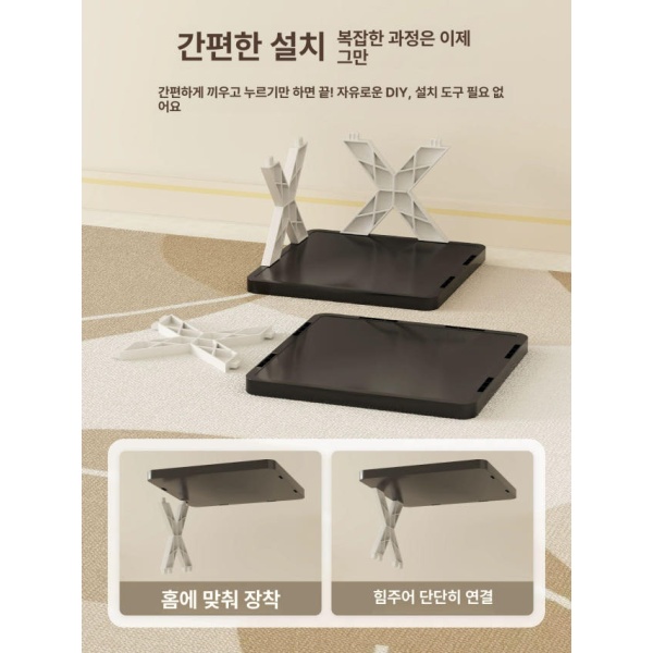 스마트 다용도 틈새 철제 2칸 블랙화이트 수납장 기숙사 소형 다층 접이식 선반 액세서리 랜덤패널또는지지대 - 상세 이미지 4