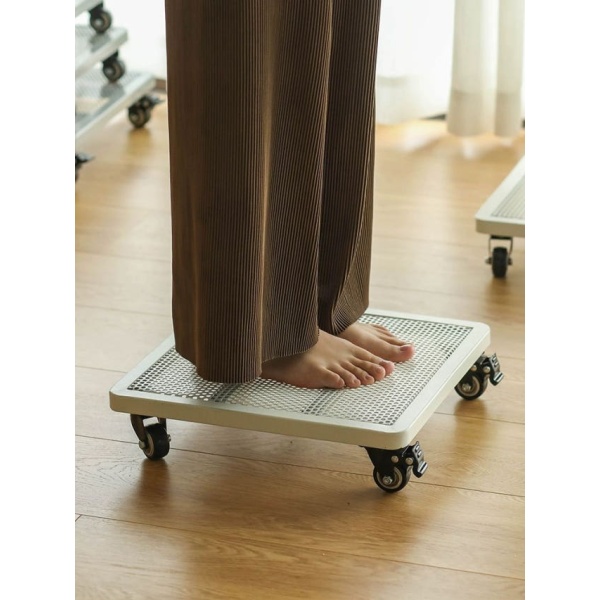 프리미엄 이동식 화분 받침대 원형 철제 홈가드닝 사각 바퀴 달린 웜화이트 25 x 25cm 웜화이트 25 x 25cm - 상세 이미지 3