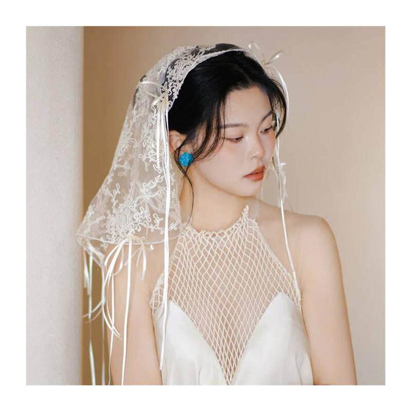 리본 레이스 웨딩베일 드레스 악세사리 브샤 셀프 촬영 - 상세 이미지 5
