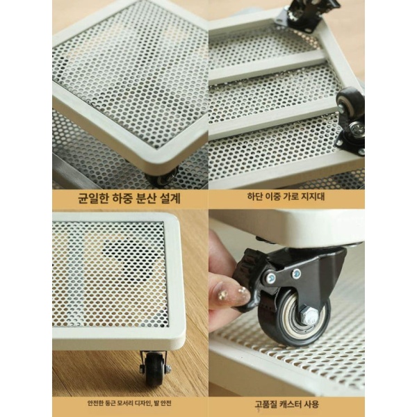 프리미엄 이동식 화분 받침대 원형 철제 홈가드닝 사각 바퀴 달린 웜화이트 25 x 25cm 웜화이트 25 x 25cm - 상세 이미지 5