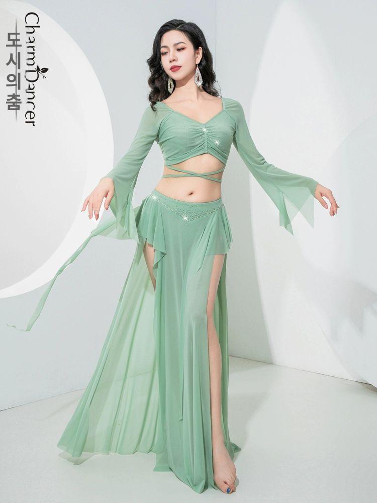 밸리 댄스 의상 긴팔 연습 클래스 의류 요정 단체복 벨리복 연습복 밸리댄스복 댄스의상 힙 - 상세 이미지 3