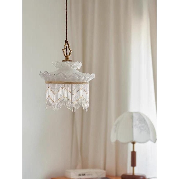 고급스러운 프렌치모던 엔틱 펜던트 조명 유리 태슬 침실용 거실용 다이닝 7W LED 3색 유리 태슬 펜던트 조명 7W LED 3색 - 상세 이미지 4