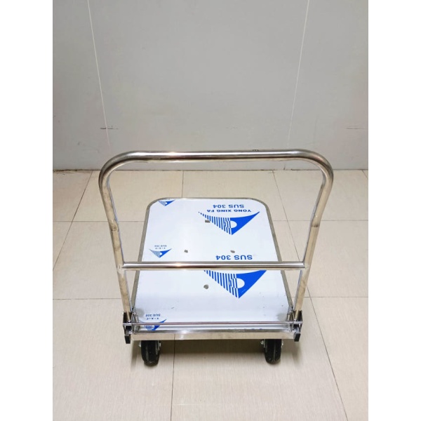 튼튼한 접이식 PVC 핸드카 우레탄 바퀴 스테인리스 스틸 카트 리어카 40cmx60cm 없음 202 스테인리스 스틸 40cmx60cm - 상세 이미지 3