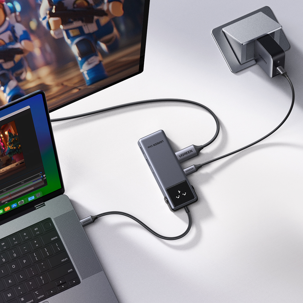 유그린 UNO 클릭 7in1 C타입 4K 60Hz HDMI PD SD TF 카드 리더기 USB 멀티허브 독 미러링 On Off 기능 CM889-75179 - 상세 이미지 4