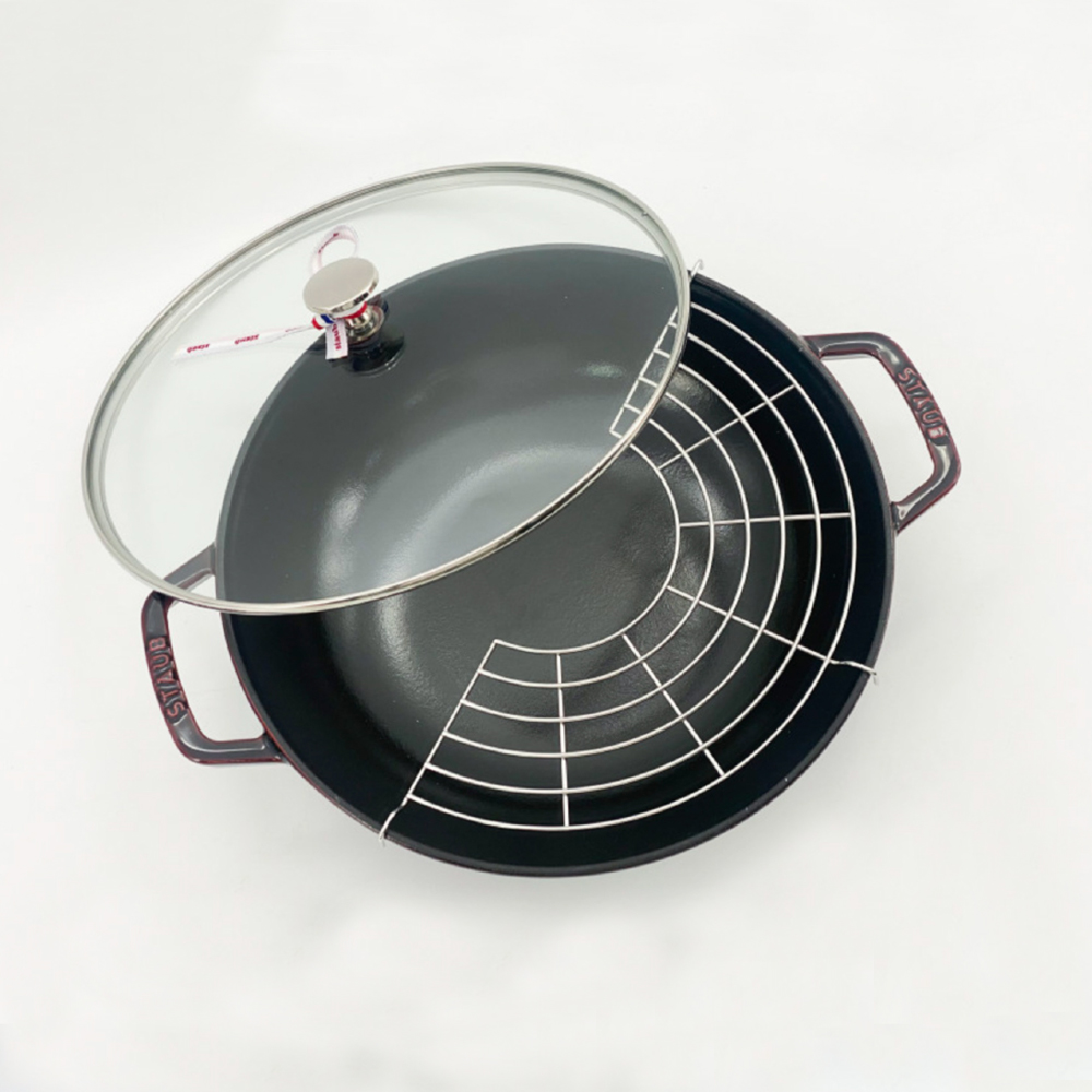 스타우브 STAUB 스몰웍 30cm 튀김망 포함 석류레드 13192987-B 프랑스 B품 - 상세 이미지 5
