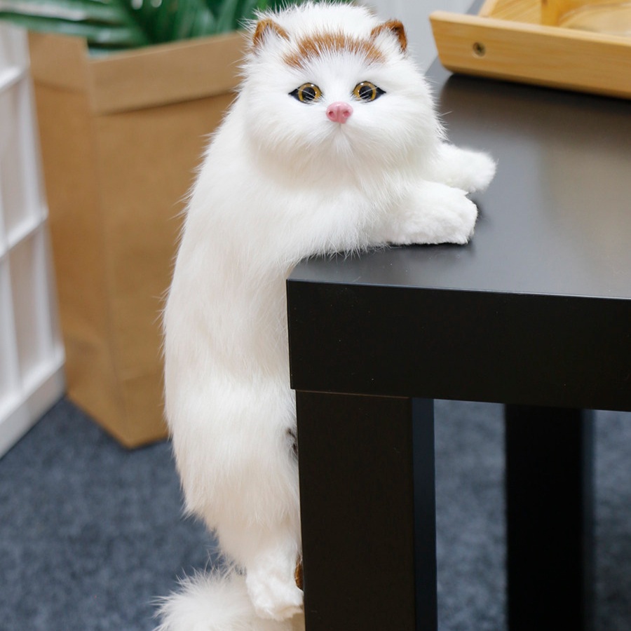 진짜같은고양이인형 리얼 테이블 장식 인테리어 소품 생동감있는 봉제 노란 이마 고양이(왼쪽) - 상세 이미지 2