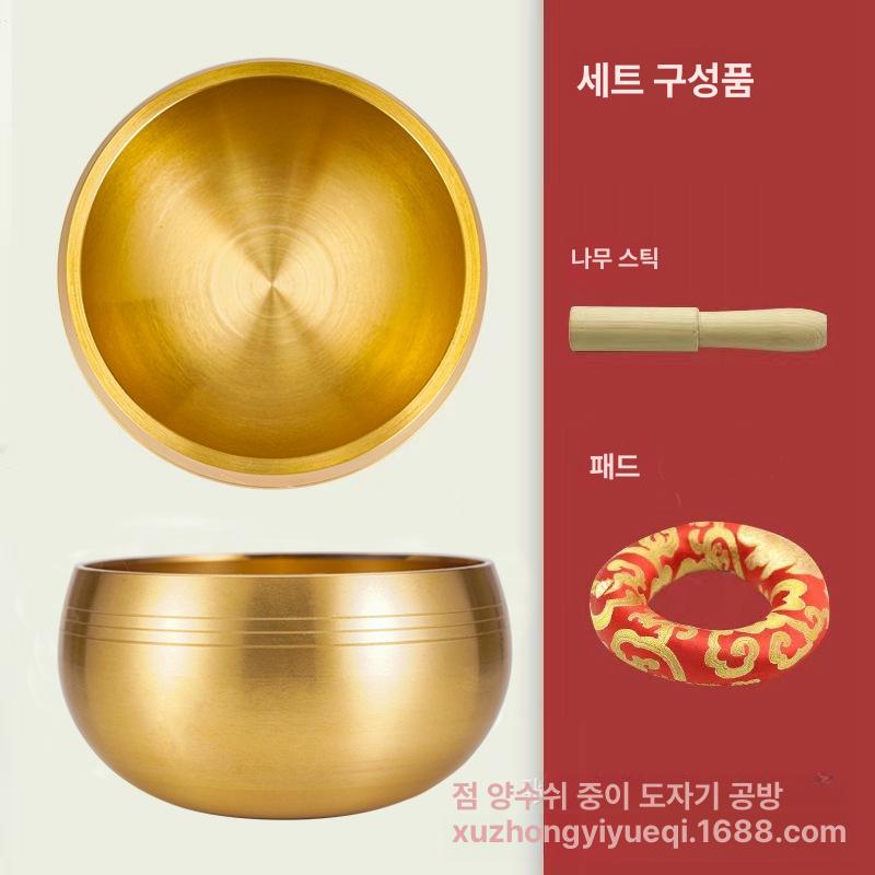 네팔 싱잉볼 명상 요가 불교 구리 종 소리치유 명상용 그릇 작은 나무 망치 지름 8cm 이미지 7