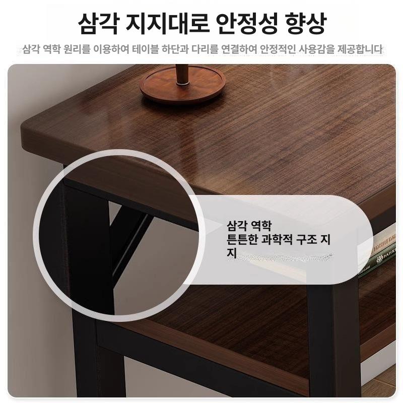 창가테이블 좁고 보조 폭좁은 1단 카페 긴 거실 슬림 이중층 헤어라인 블랙 오크 120cm - 상세 이미지 4