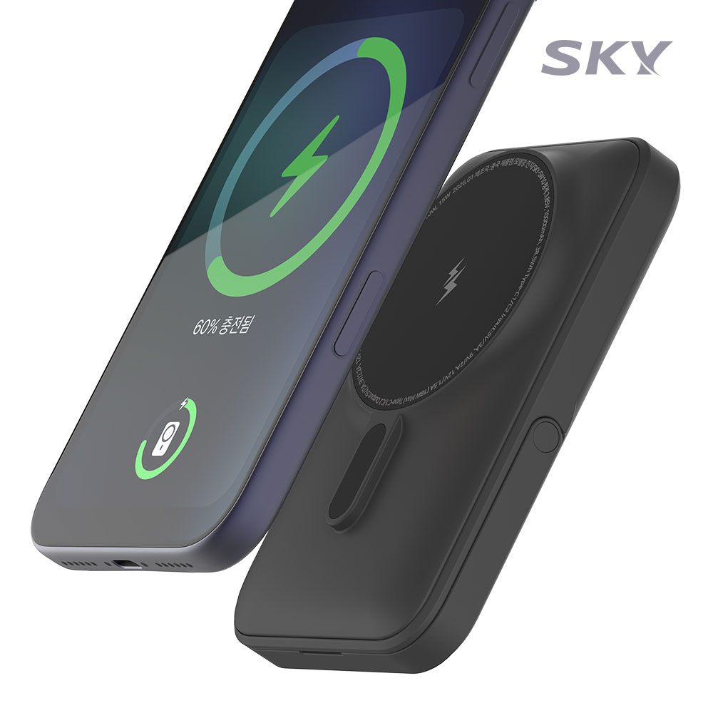 스카이 필 솔리드 맥세이프 10000mAh PD20W 반고체 보조배터리 블랙 - 상세 이미지 2