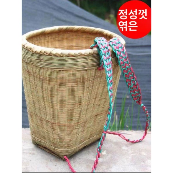 최강 수확 나물 채취용 가방 배낭 농산물 야외 약초 둥근통 소형 20 x 20cm 120cm 이하 둥근 사각 크로스바구니 소형 - 상세 이미지 5