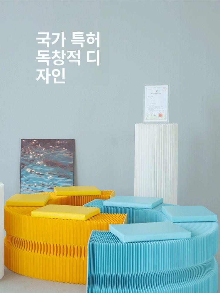 아코디언 종이 의자 접이식 인테리어 가구 높이 브라운 30cm 250cm 5인용 - 상세 이미지 2