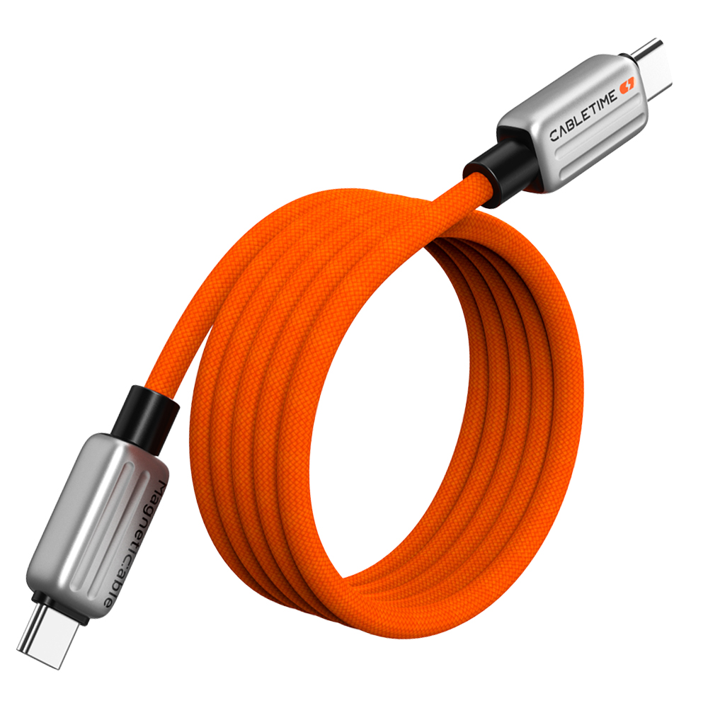 케이블타임 마그네틱 240W PD3.1 C to C타입 고속충전케이블 오렌지, 1개, 2m - 상품 이미지